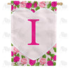 Pink Roses Monogram House Flag