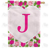 Pink Roses Monogram House Flag