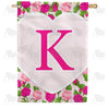 Pink Roses Monogram House Flag