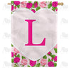 Pink Roses Monogram House Flag