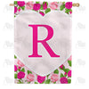 Pink Roses Monogram House Flag