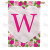 Pink Roses Monogram House Flag