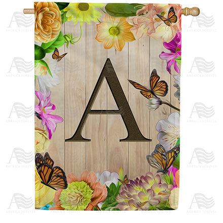 Flowery Wood Panel Monogram House Flag