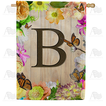 Flowery Wood Panel Monogram House Flag