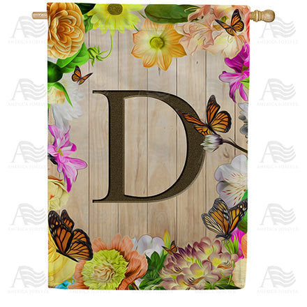 Flowery Wood Panel Monogram House Flag