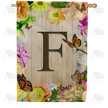 Flowery Wood Panel Monogram House Flag
