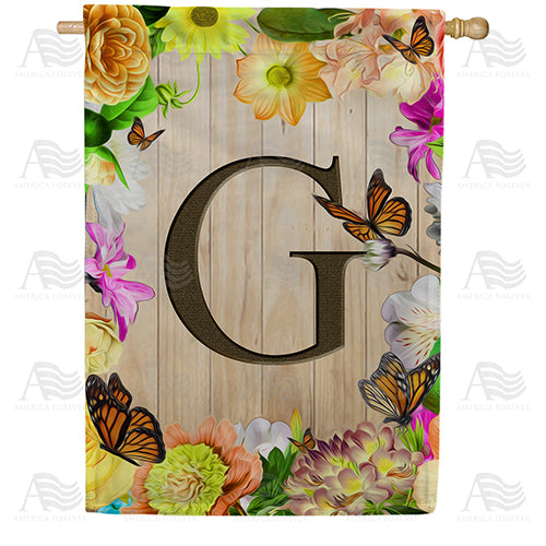 Flowery Wood Panel Monogram House Flag