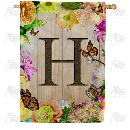 Flowery Wood Panel Monogram House Flag