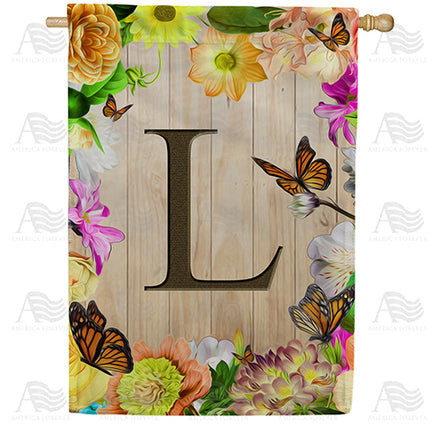 Flowery Wood Panel Monogram House Flag