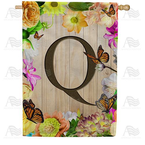 Flowery Wood Panel Monogram House Flag