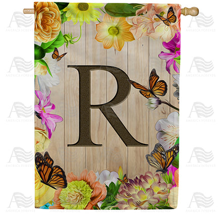 Flowery Wood Panel Monogram House Flag