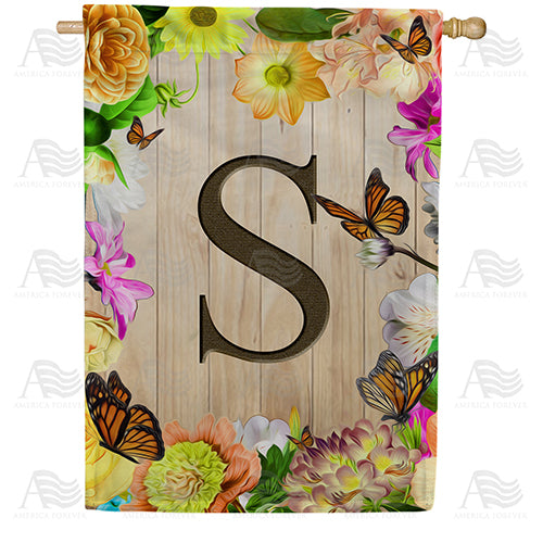 Flowery Wood Panel Monogram House Flag