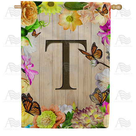 Flowery Wood Panel Monogram House Flag