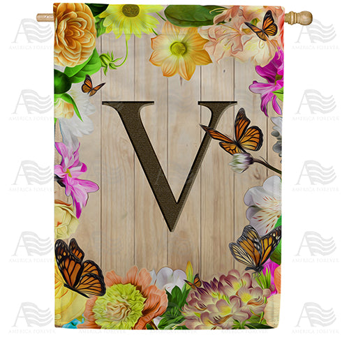 Flowery Wood Panel Monogram House Flag