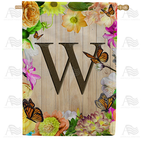 Flowery Wood Panel Monogram House Flag