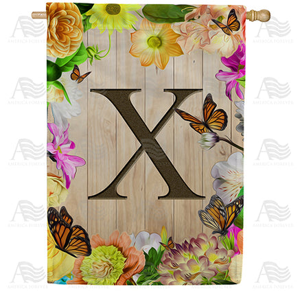 Flowery Wood Panel Monogram House Flag