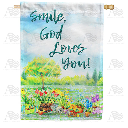 America Forever Smile, God Loves You! House Flag