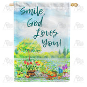 America Forever Smile, God Loves You! House Flag