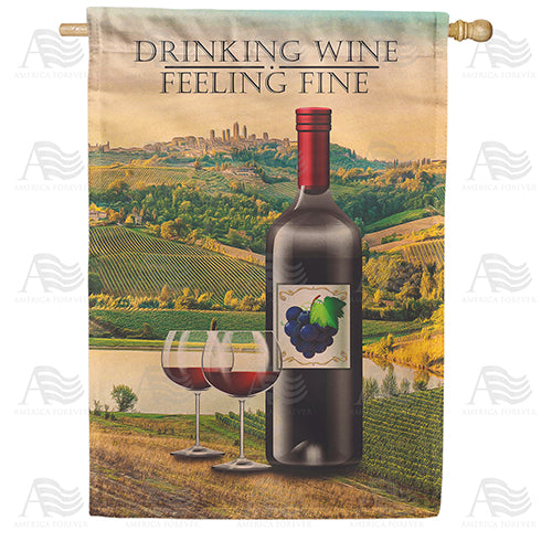 America Forever Drinking Wine And Feeling Fine House Flag