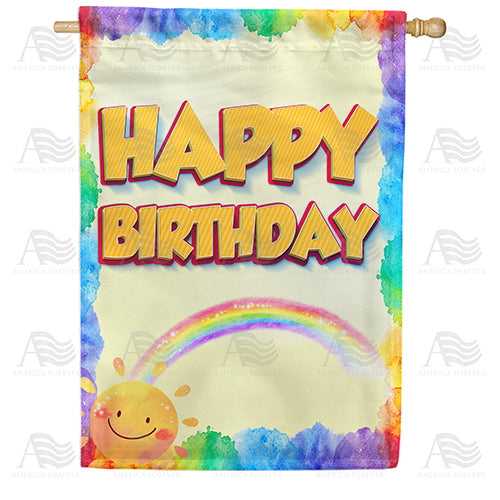 America Forever Sunny Birthday Greeting House Flag