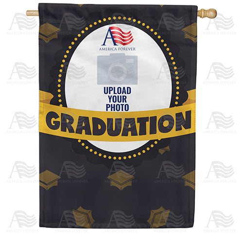 America Forever Personalized Black & Gold Graduation Message House Flag