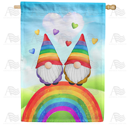 America Forever Rainbow Gnomes House Flag