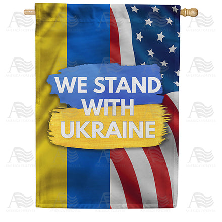 America Forever We Stand with Ukraine House Flag