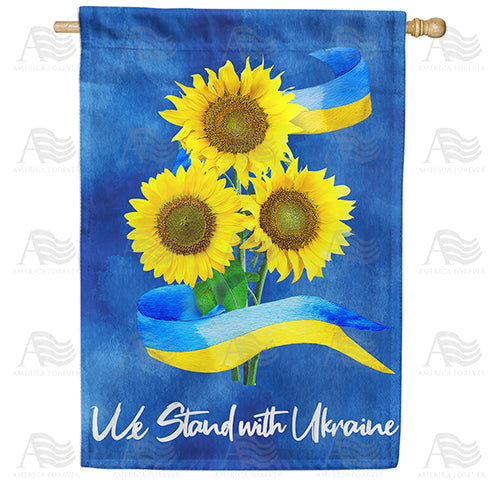 America Forever Ukraine Sunflowers and Ribbon House Flag