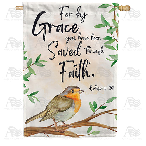America Forever Saved By Faith House Flag