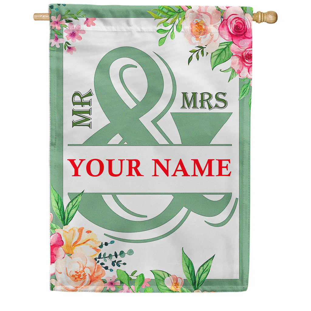 America Forever Personalized Mr & Mrs- Sage Green House Flag