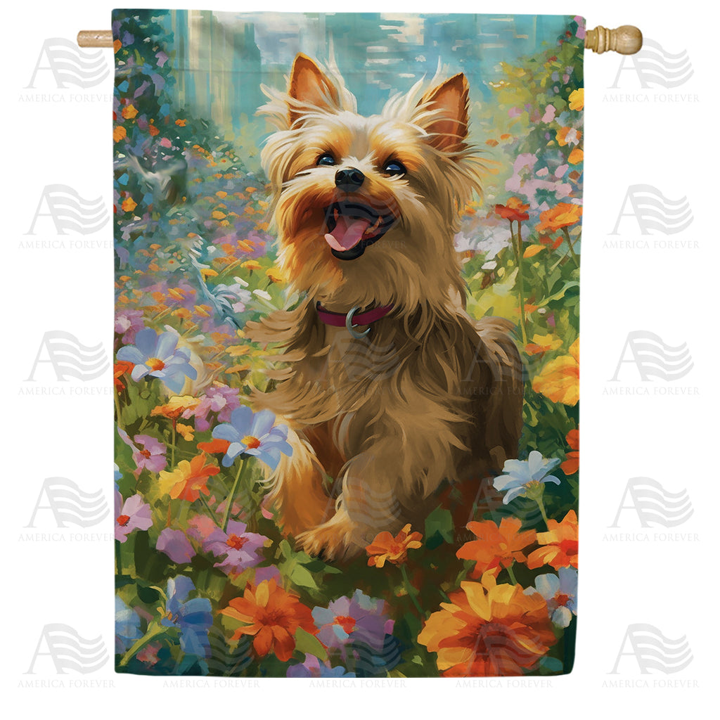America Forever Happy Terrier House Flag