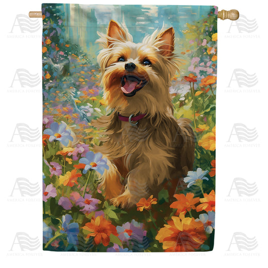 America Forever Happy Terrier House Flag