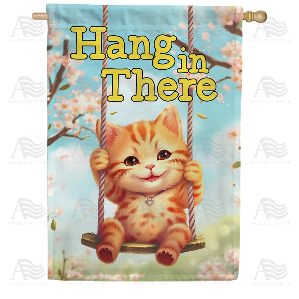 America Forever Hang In There Kitty House Flag
