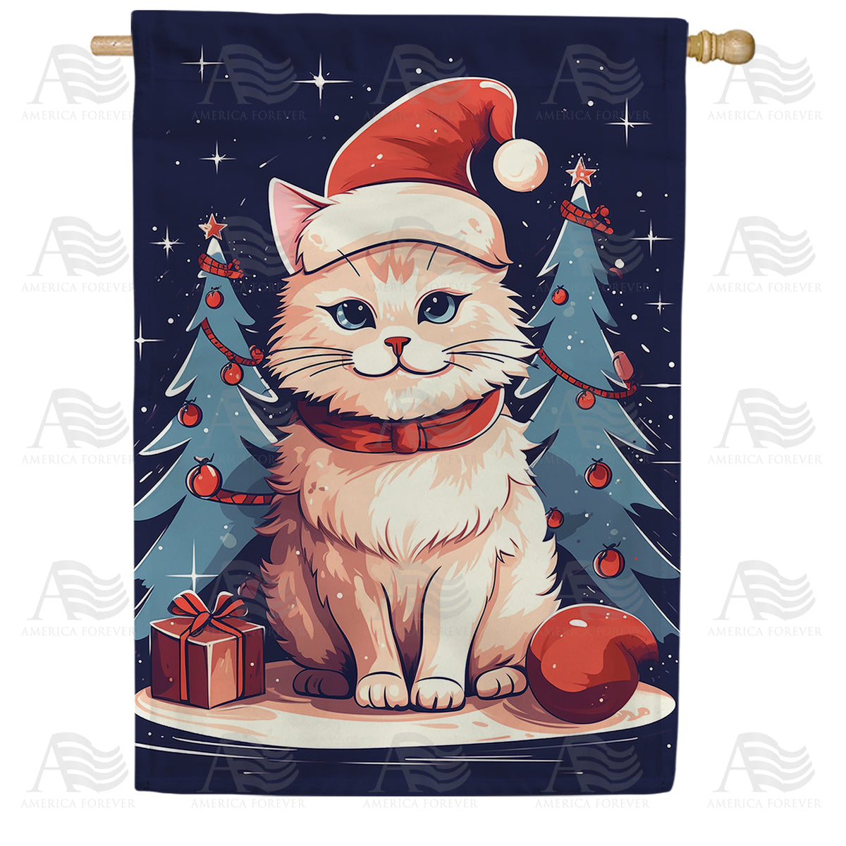America Forever Christmas Tree Anticipating House Flag