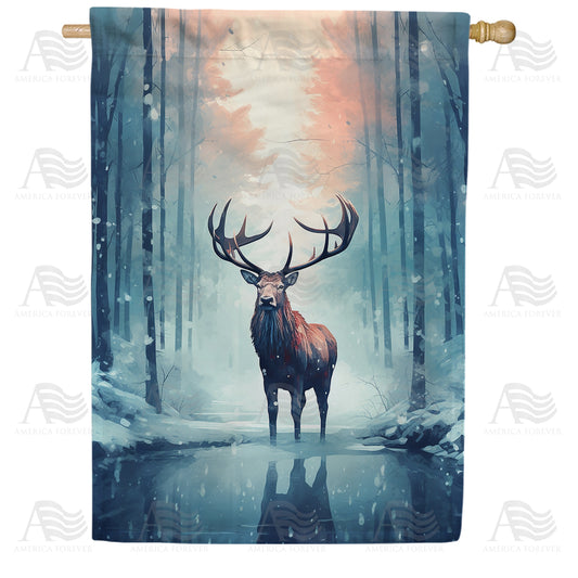 America Forever Winter Elk House Flag