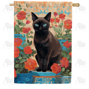 America Forever Black Cat Terracotta House Flag