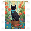 America Forever Poised Black Cat House Flag