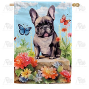 America Forever French Bulldog House Flag