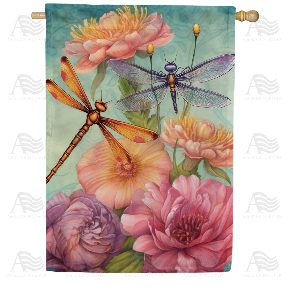 America Forever Colorful Dragonflies House Flag