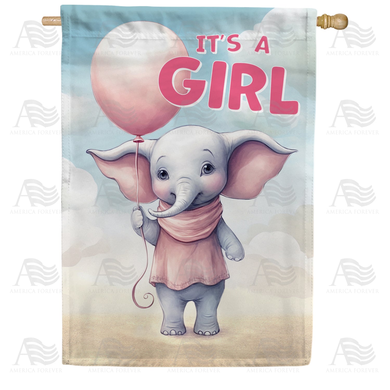 America Forever Baby Girl Elephant House Flag