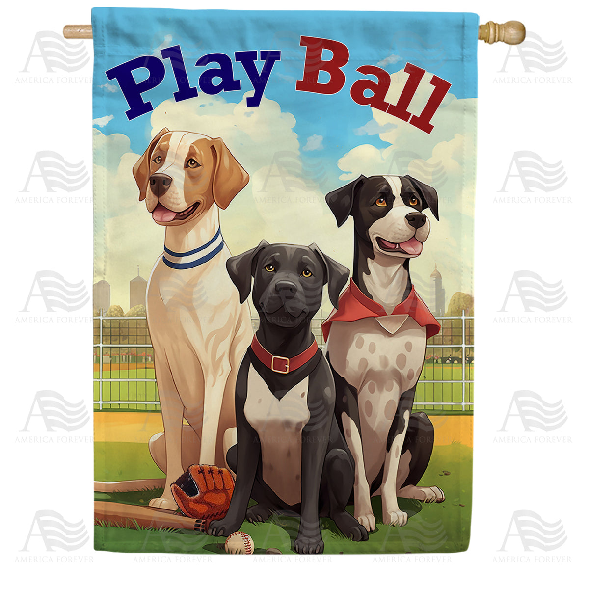 America Forever Ready To Play Fetch House Flag