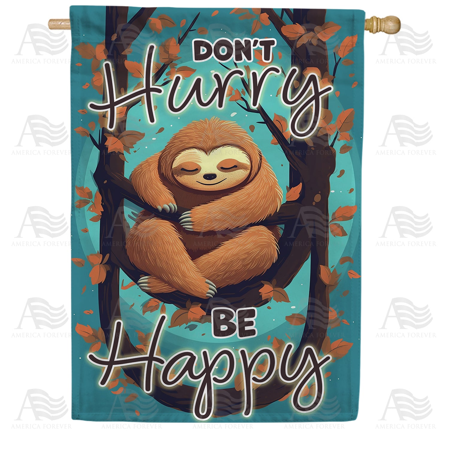 America Forever Happy Sloth House Flag