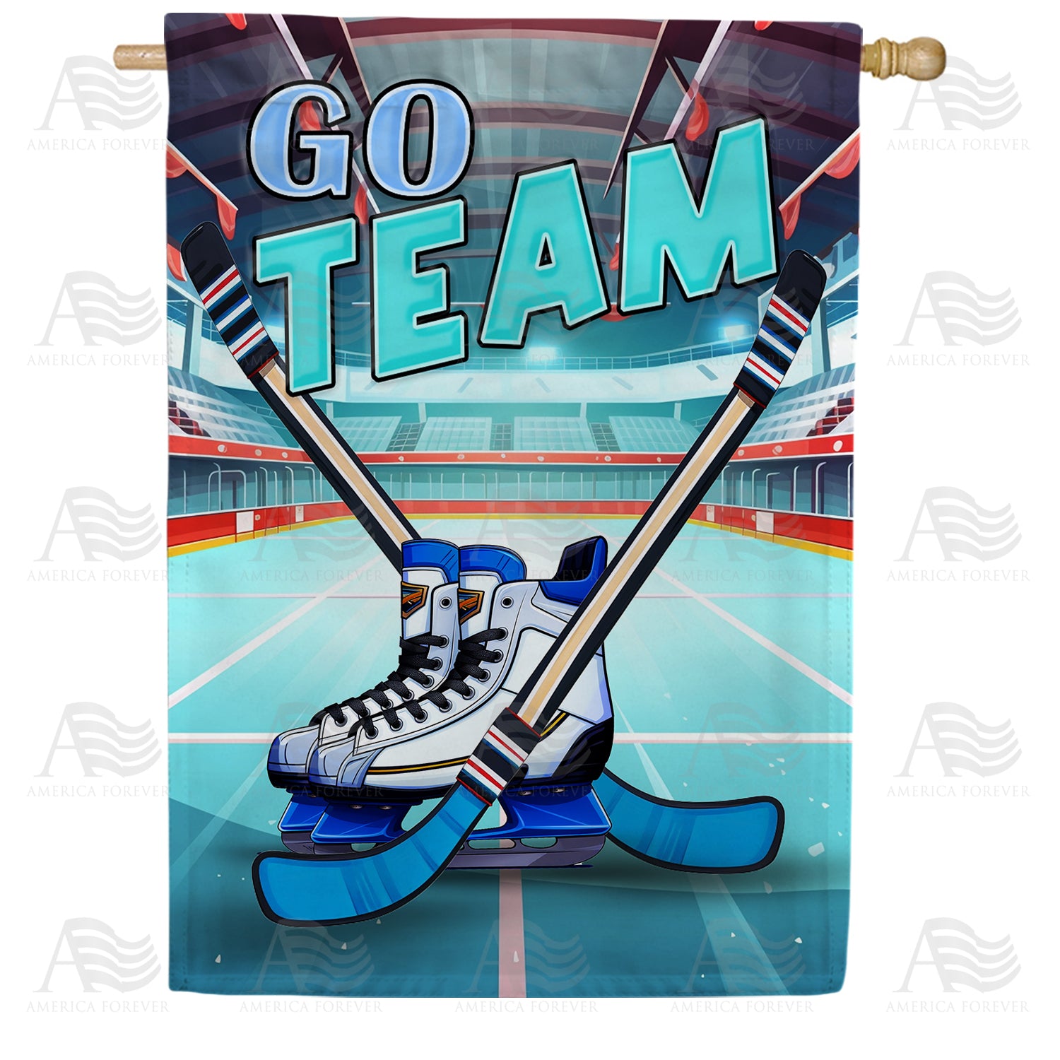America Forever Ice Hockey Face Off House Flag