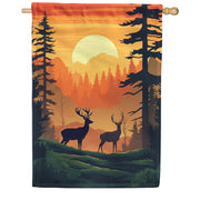 America Forever Deer At Sunset House Flag