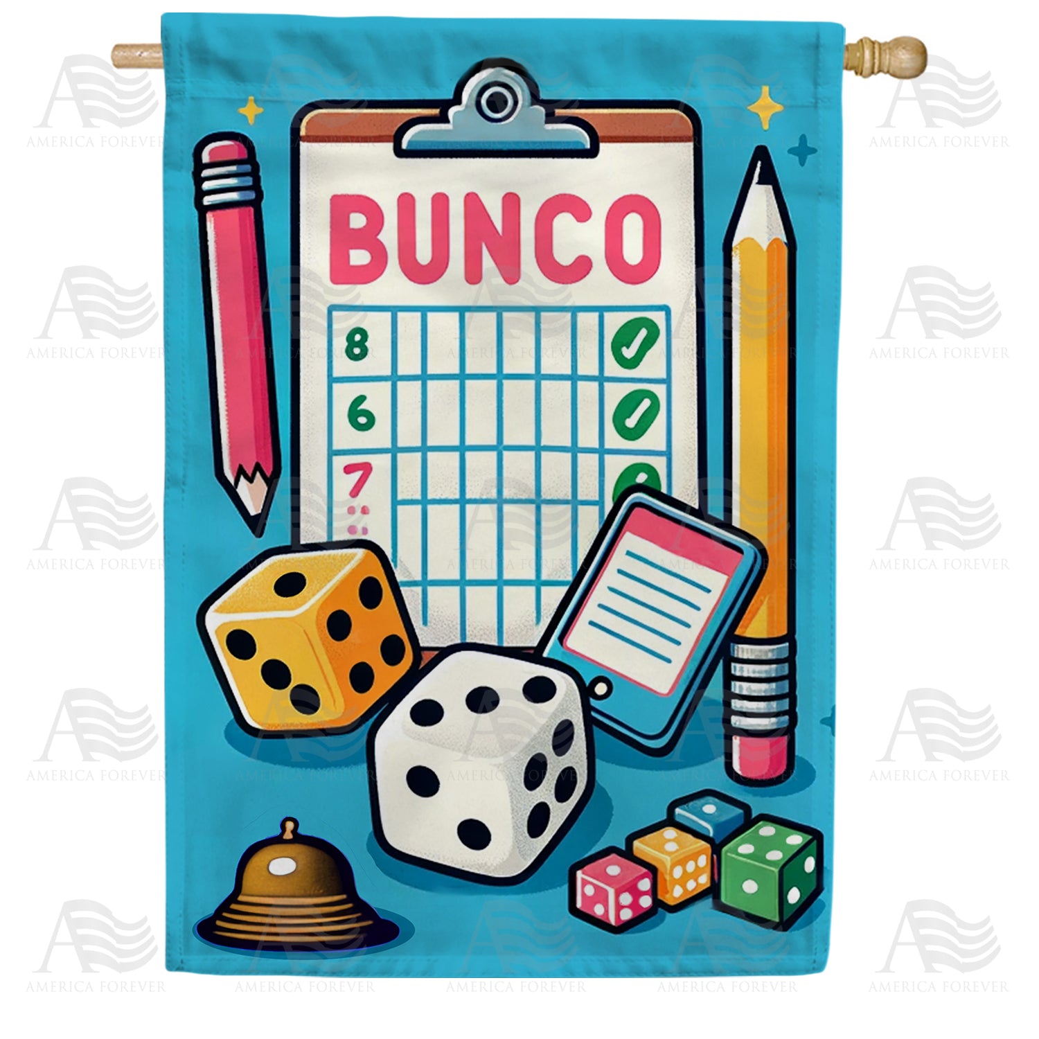 America Forever Classic Bunco Scorecard and Dice House Flag