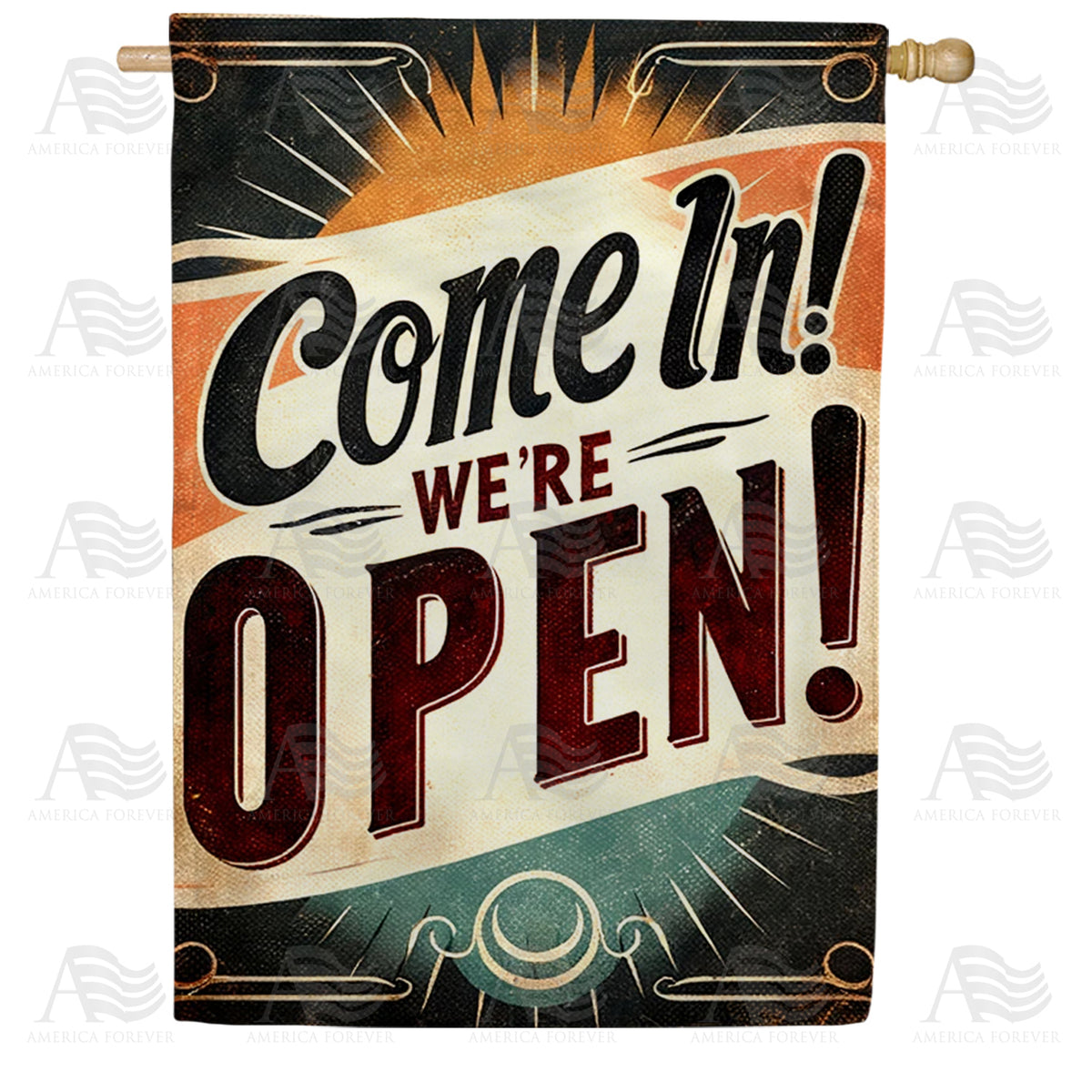 America Forever Retro Come In We're Open Sign House Flag