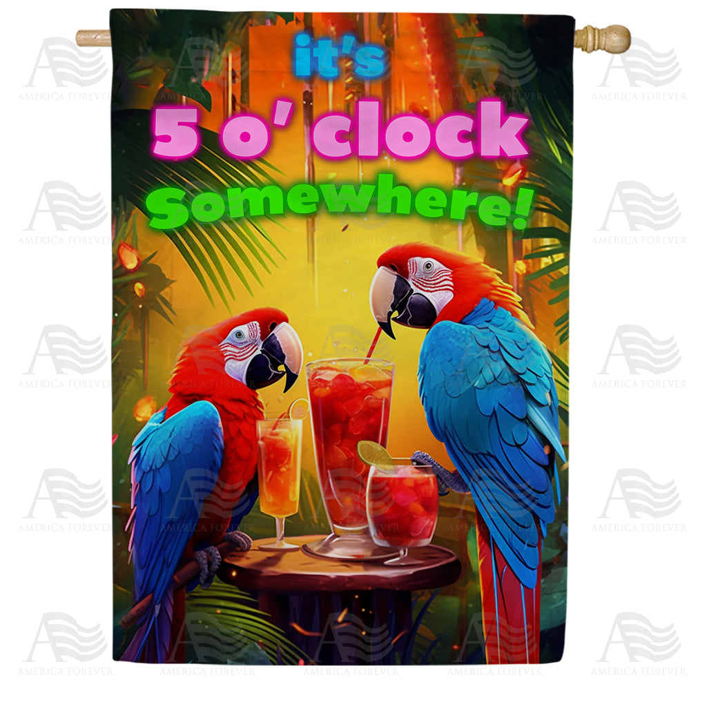 America Forever Tropical Parrots Cocktail Hour House Flag