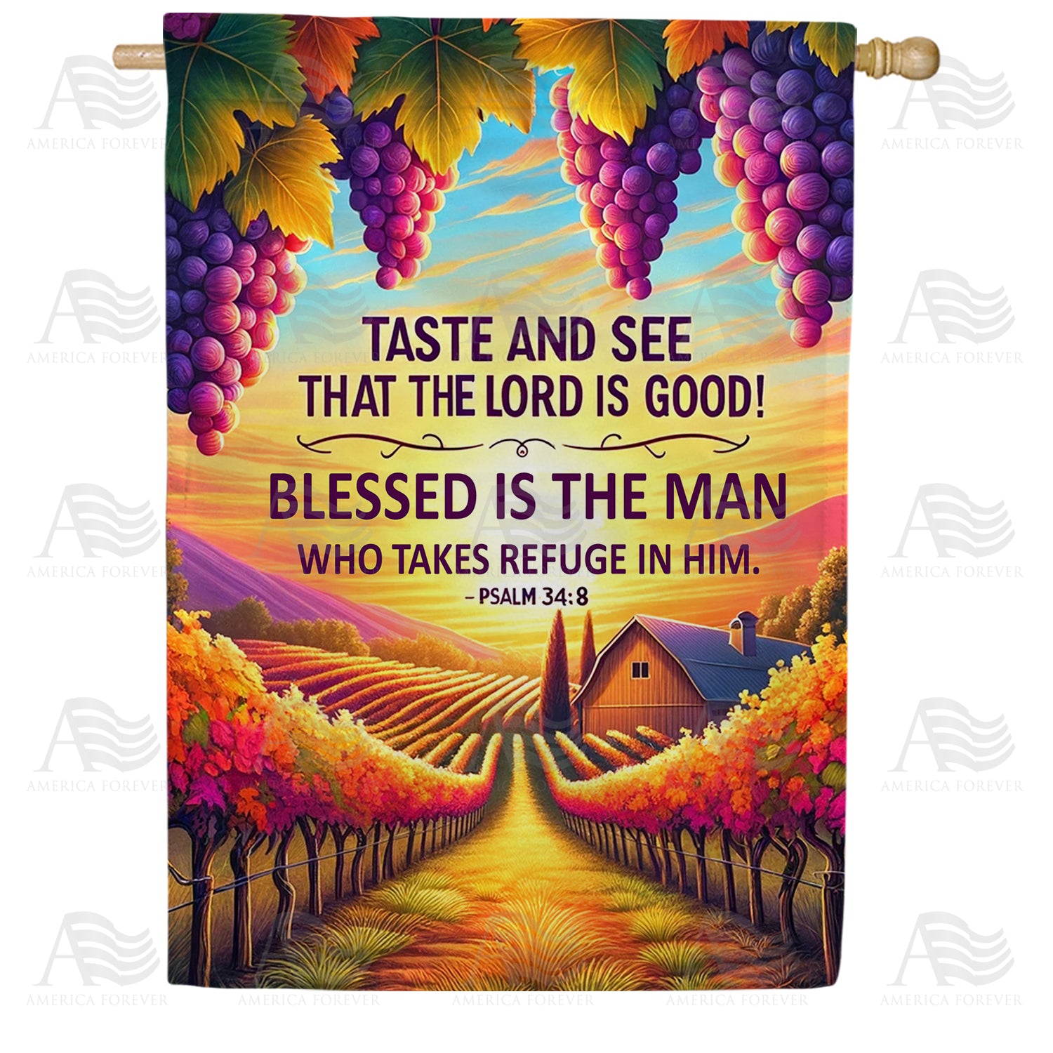 America Forever Autumn Vineyard Inspirational Verse House Flag