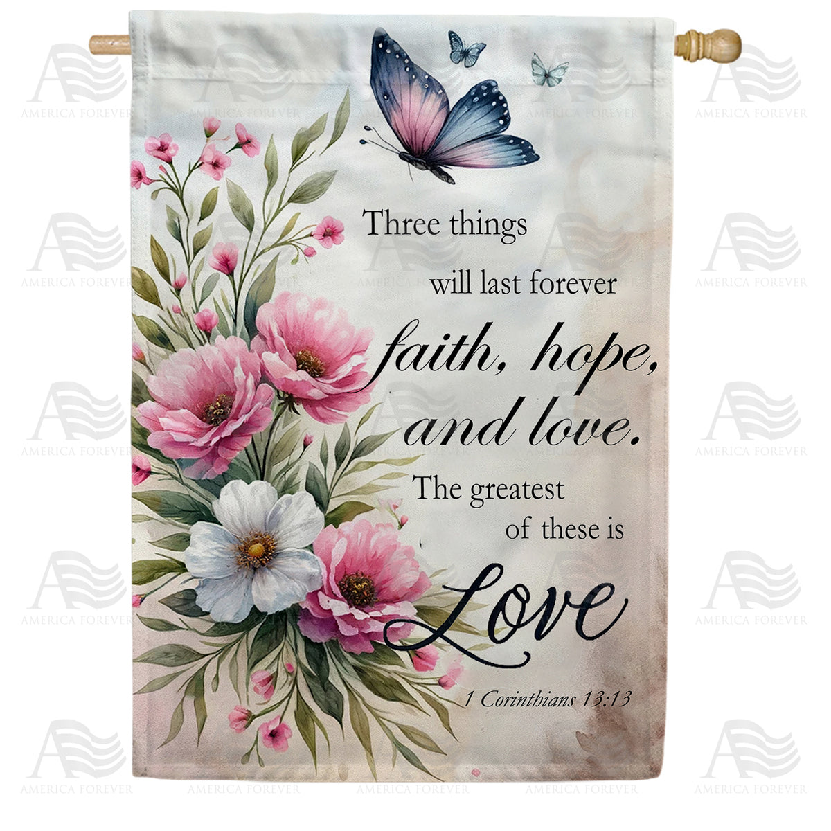 America Forever Butterflies and Blooms Love Verse House Flag