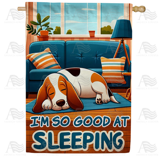 America Forever Napping Beagle House Flag